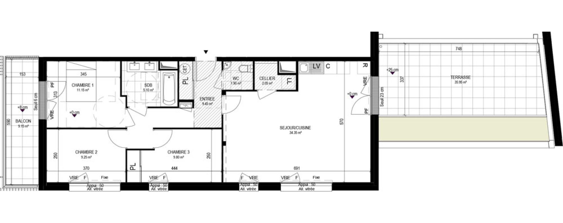 Appartement T4 de 83,05 m2 &agrave; Pornichet L hippodrome