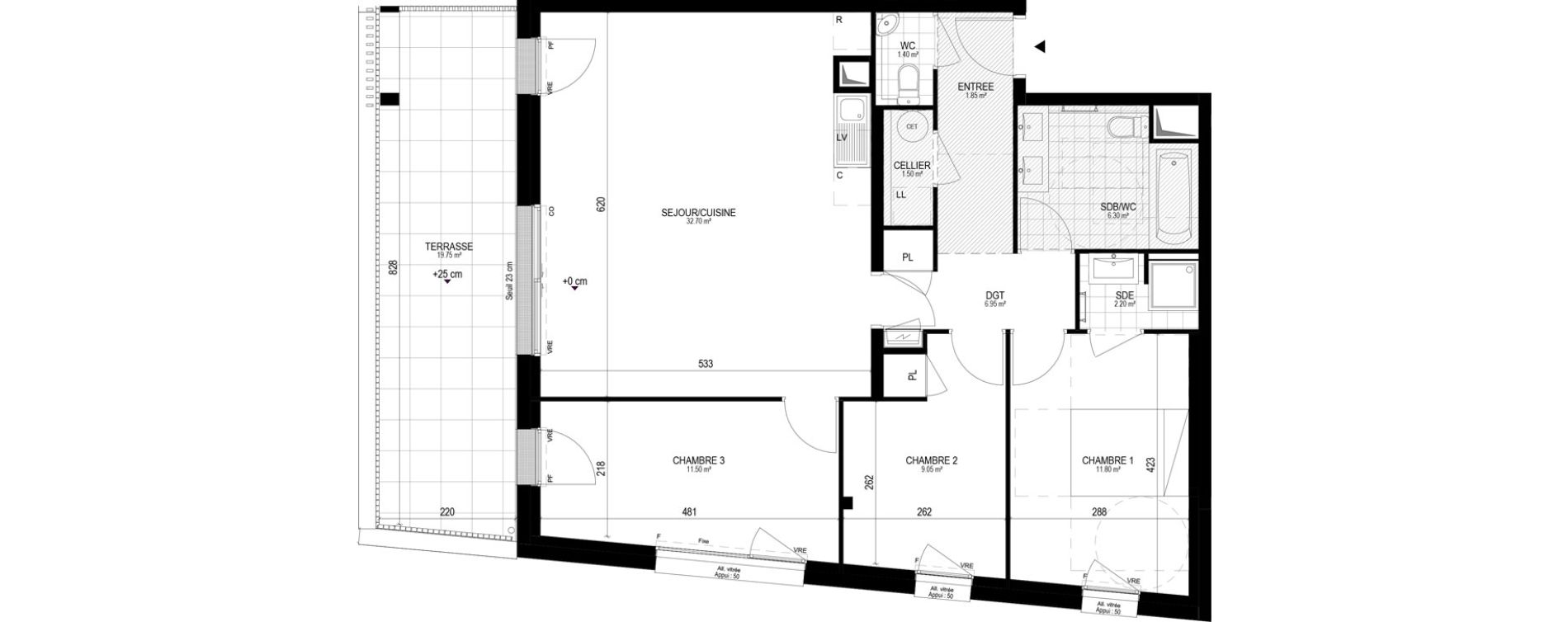 Appartement T4 de 85,25 m2 &agrave; Pornichet L hippodrome