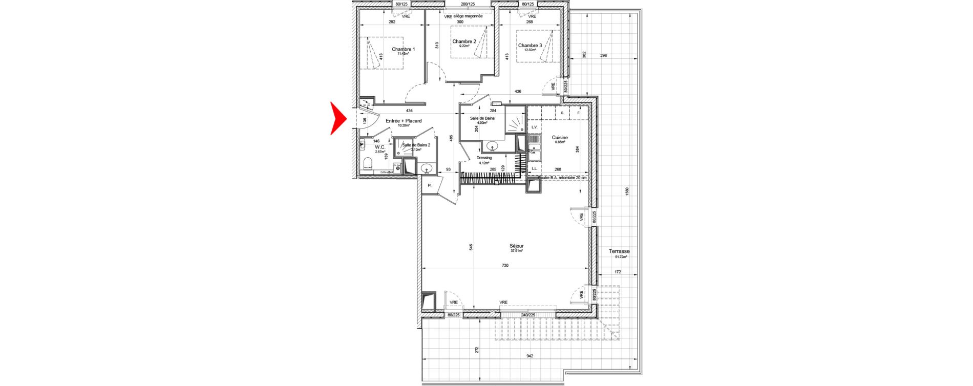 Appartement T4 de 104,72 m2 &agrave; Pornichet Bonne source - saint-sebastien