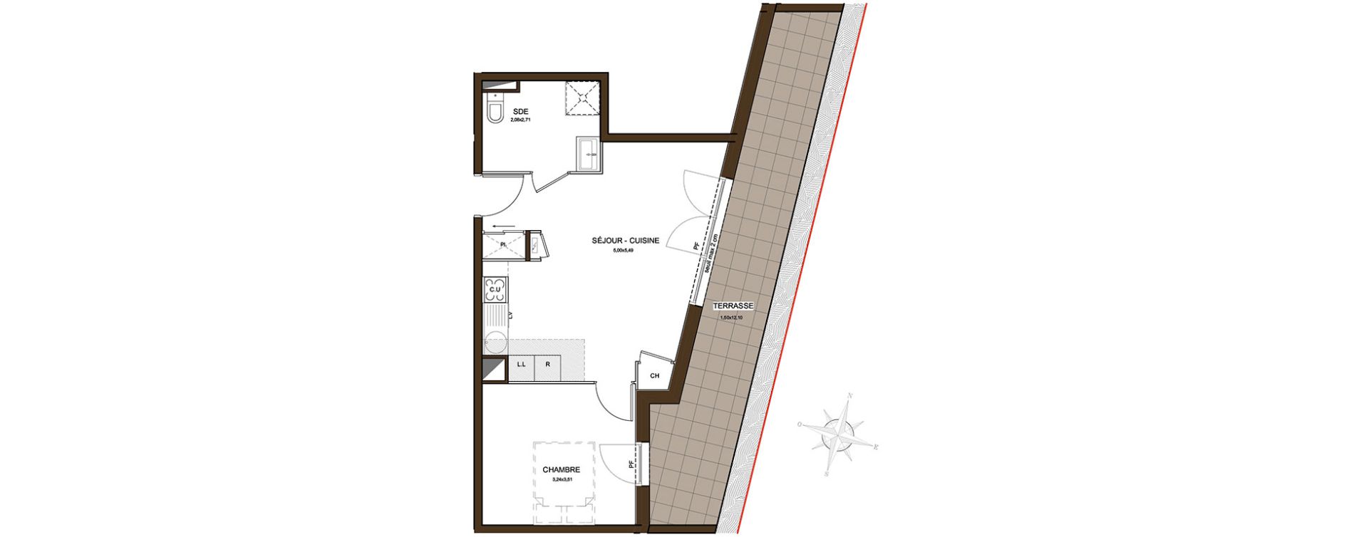 Appartement T2 de 41,57 m2 à Pornichet Vieux pornichet