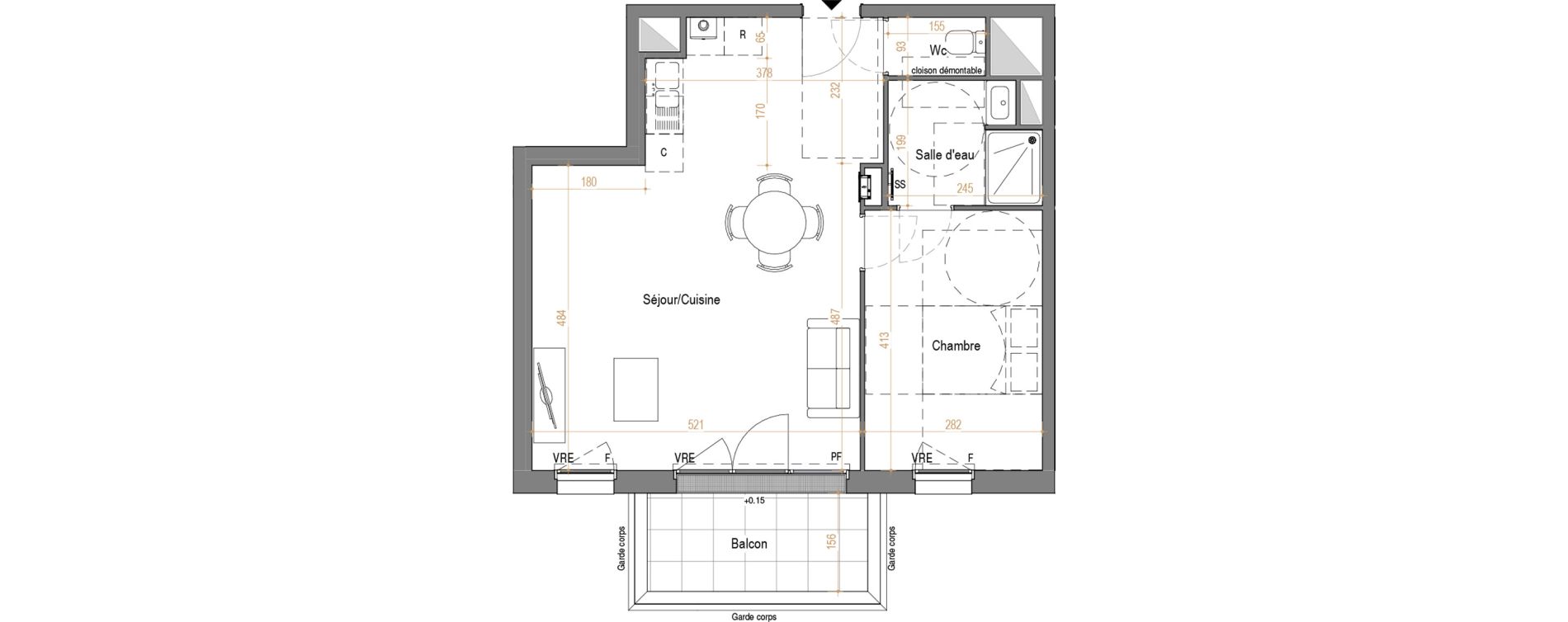 Appartement T2 de 51,27 m2 &agrave; Rez&eacute; Pont-rousseau