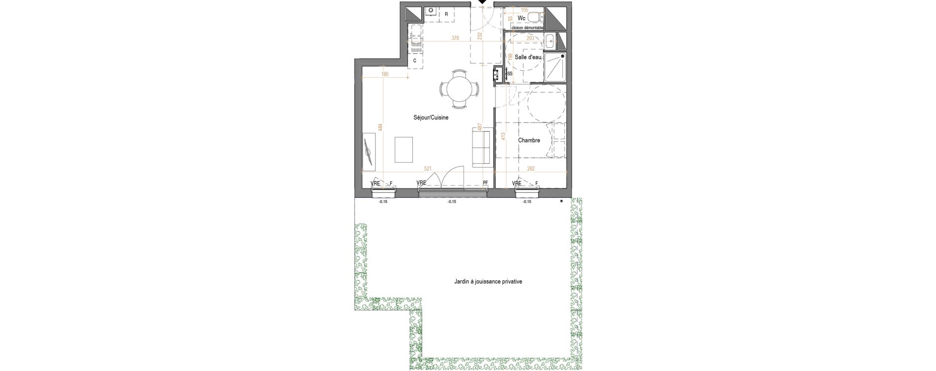 Appartement T2 de 51,27 m2 &agrave; Rez&eacute; Pont-rousseau