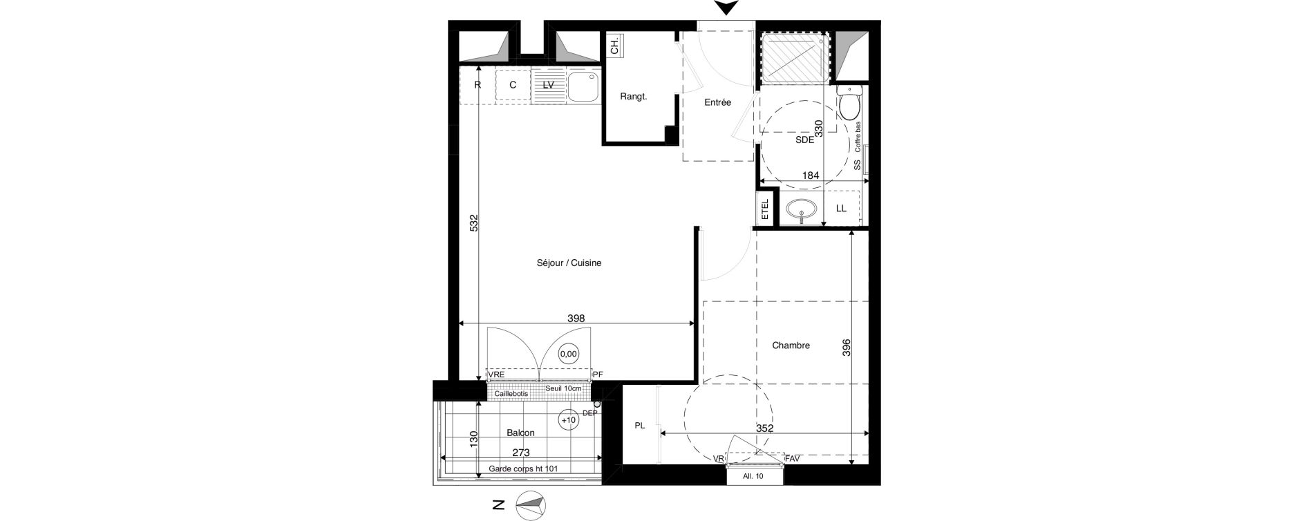 Appartement T2 de 43,86 m2 &agrave; Rez&eacute; Ragon