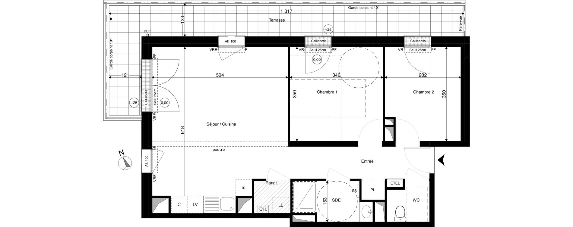 Appartement T3 de 65,12 m2 &agrave; Rez&eacute; Ragon
