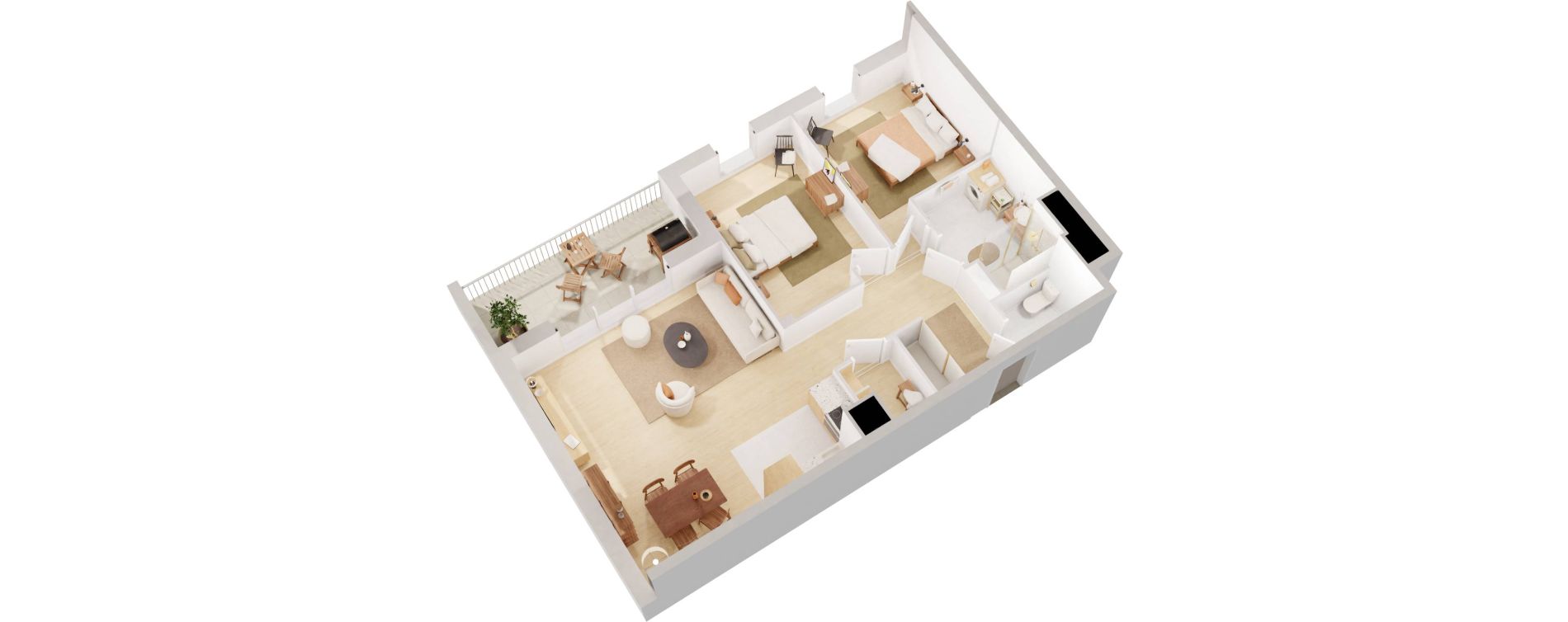 Appartement T3 de 67,60 m2 &agrave; Rez&eacute; Ragon