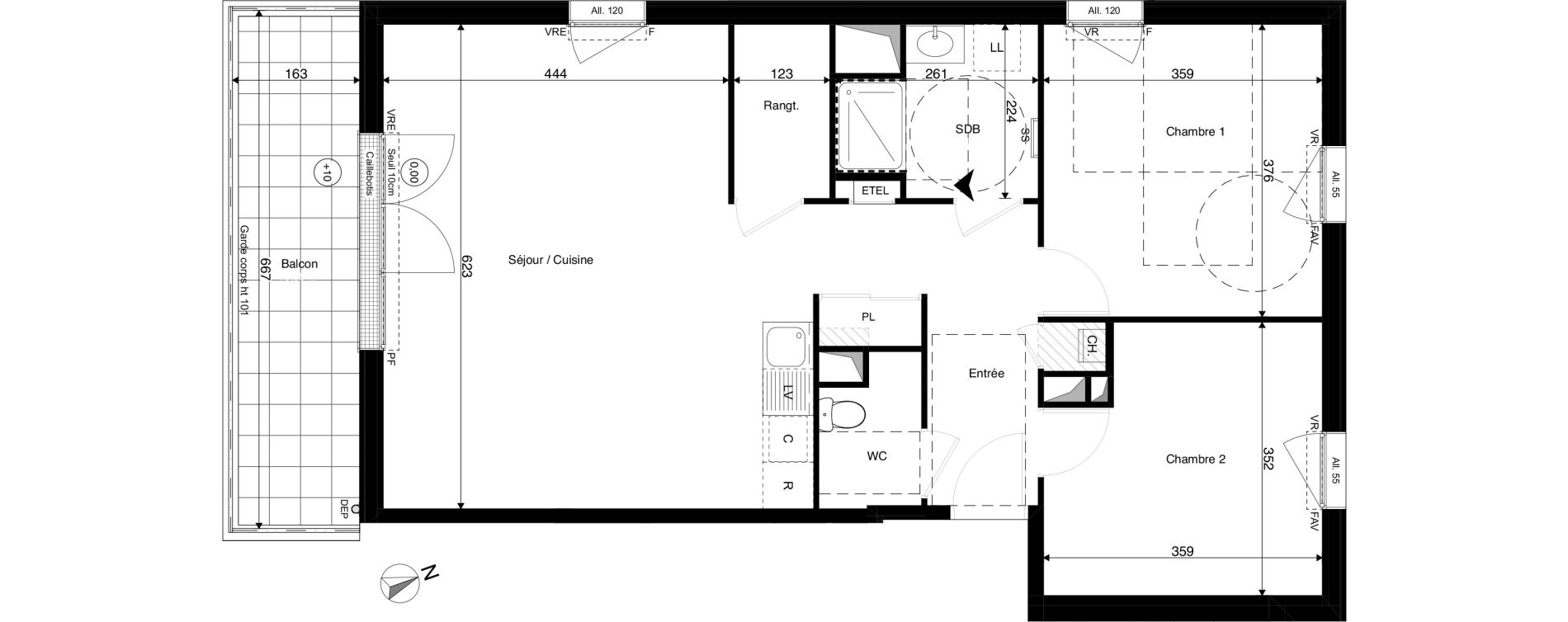 Appartement T3 de 75,79 m2 &agrave; Rez&eacute; Ragon