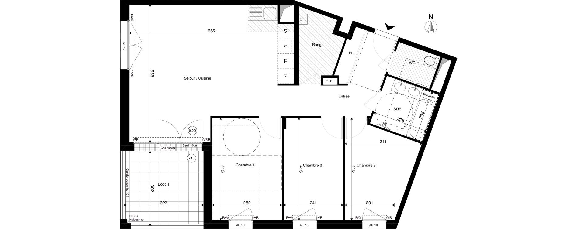 Appartement T4 de 84,22 m2 &agrave; Rez&eacute; Ragon