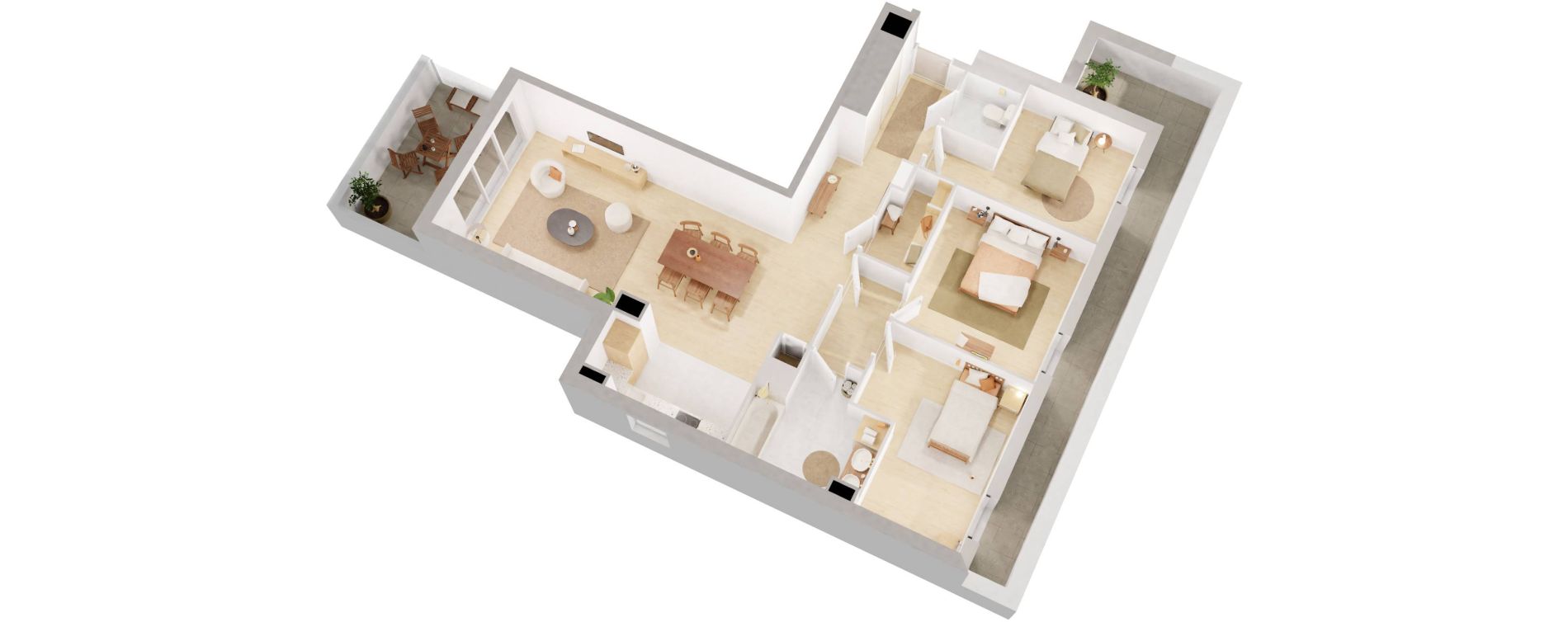 Appartement T4 de 89,46 m2 &agrave; Rez&eacute; Ragon