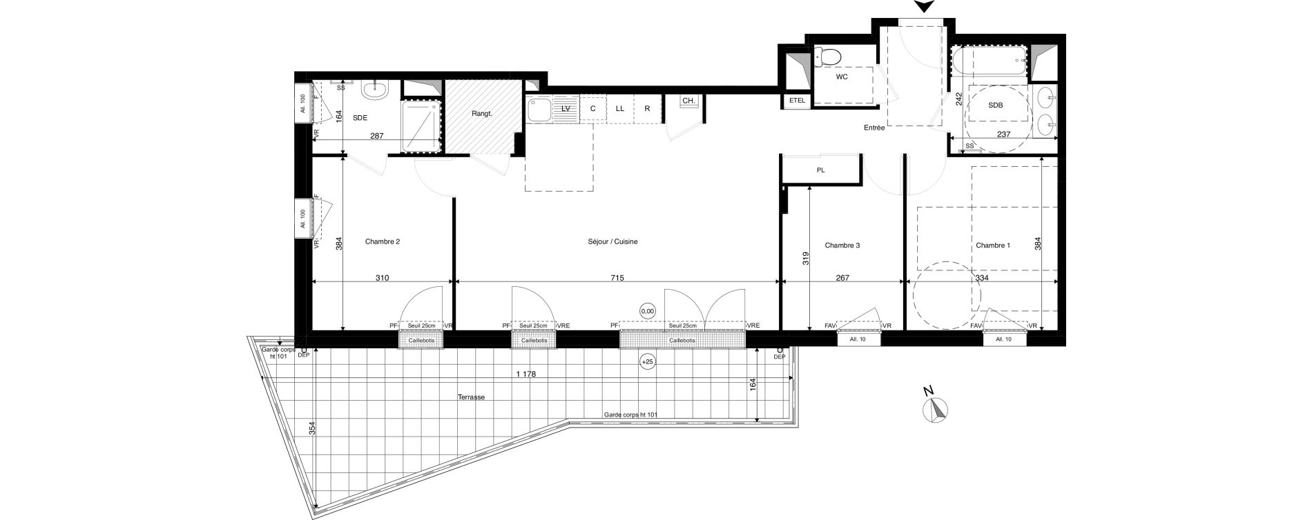 Appartement T4 de 90,85 m2 &agrave; Rez&eacute; Ragon