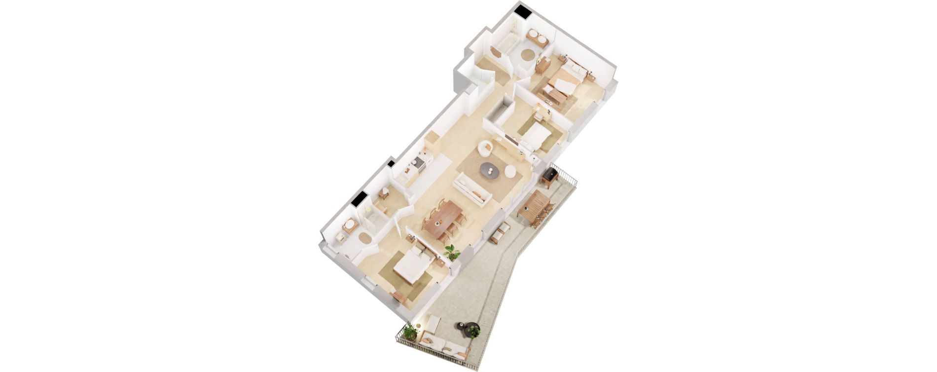 Appartement T4 de 90,85 m2 &agrave; Rez&eacute; Ragon