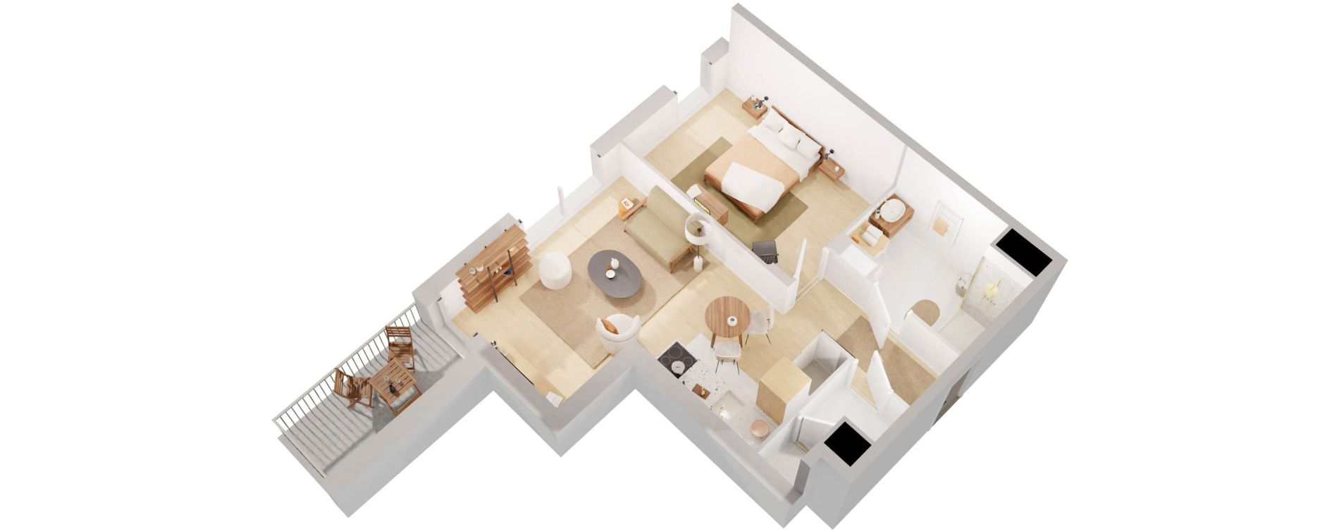 Appartement T2 de 43,31 m2 &agrave; Rez&eacute; Ragon
