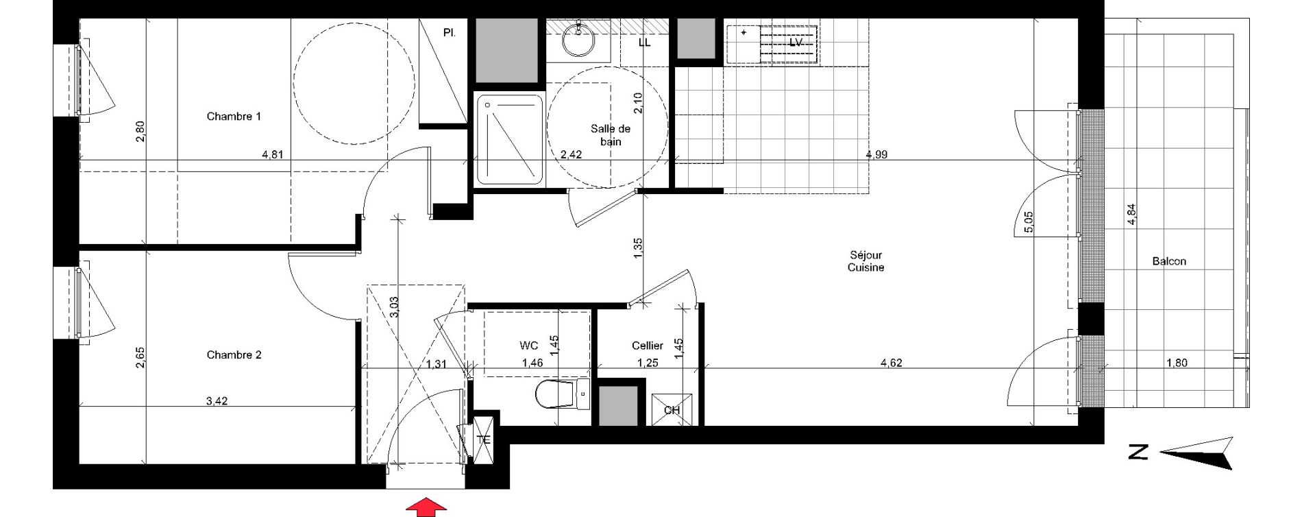 Appartement T3 de 61,30 m2 &agrave; Rez&eacute; La houssais