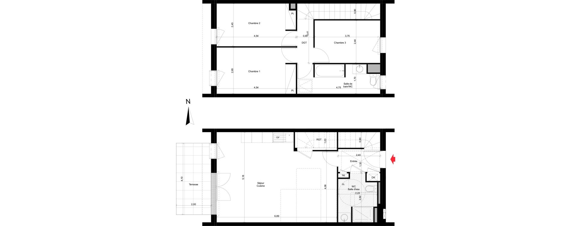 Maison T4 de 85,15 m2 &agrave; Rez&eacute; La houssais