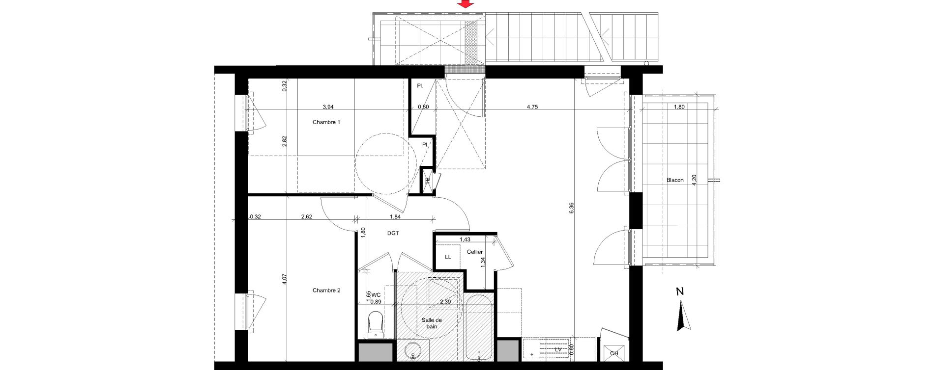Appartement T3 de 62,29 m2 &agrave; Rez&eacute; La houssais