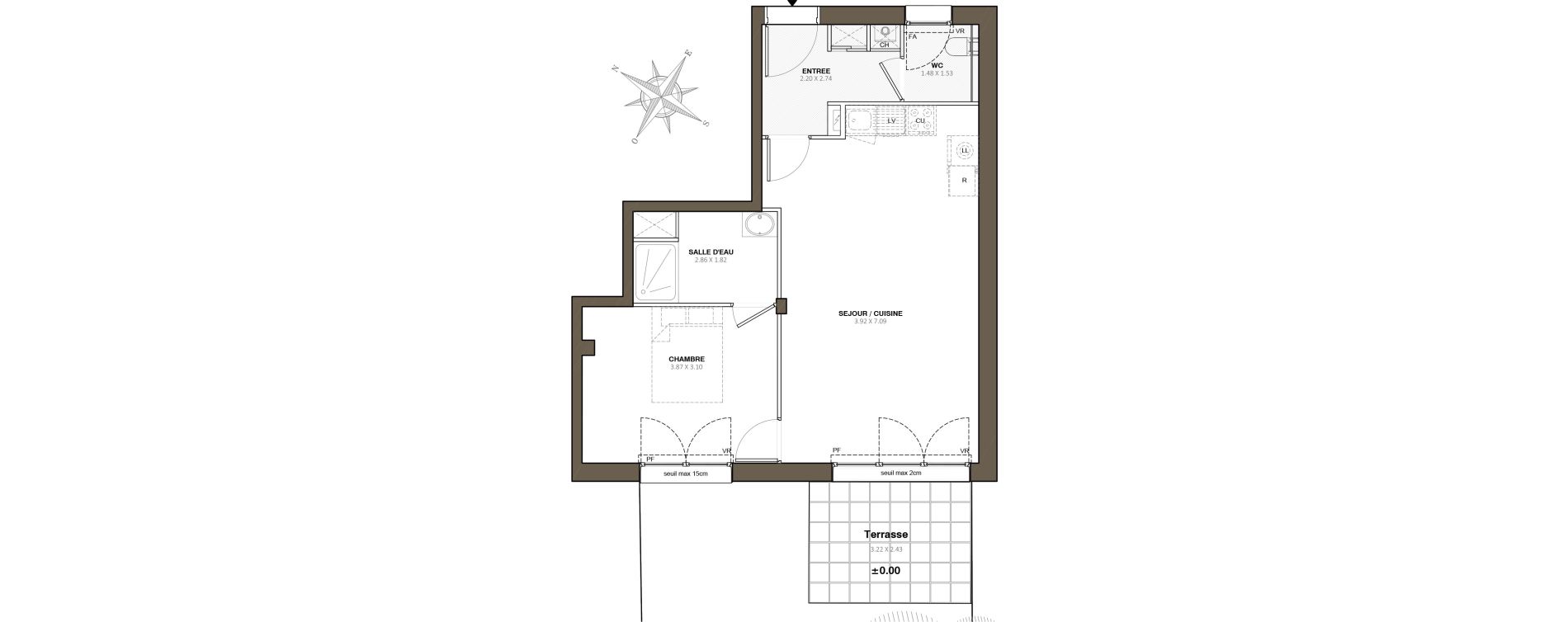 Appartement T2 de 51,71 m2 &agrave; Rez&eacute; La houssais