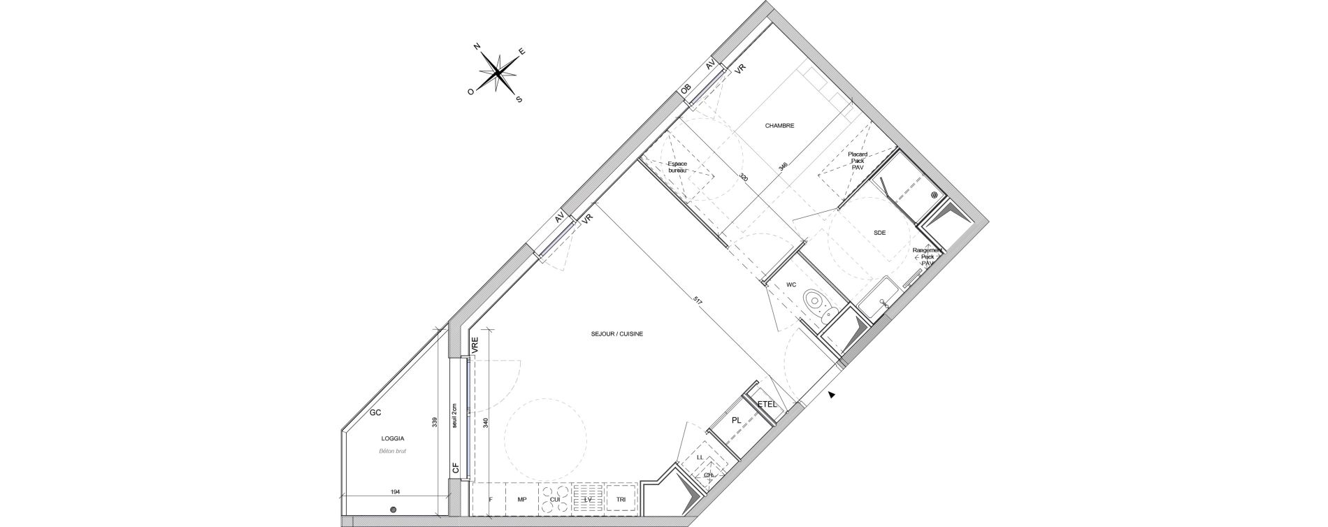 Appartement T2 de 43,70 m2 &agrave; Rez&eacute; Ragon