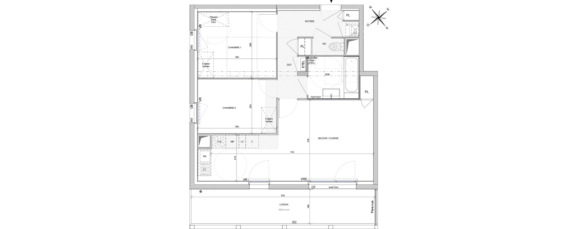 Appartement T3 de 59,60 m2 &agrave; Rez&eacute; Ragon