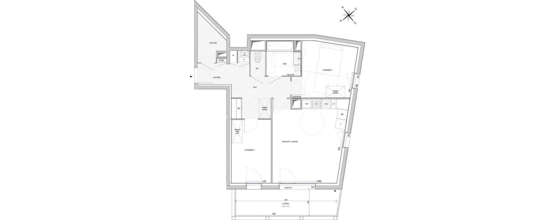 Appartement T3 de 65,70 m2 &agrave; Rez&eacute; Ragon