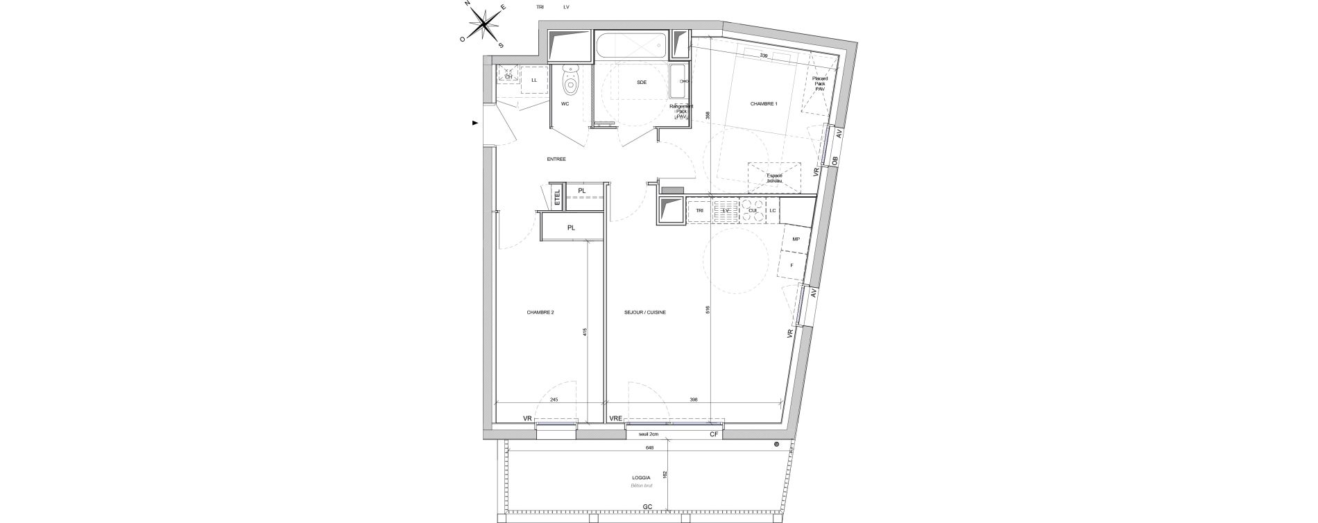Appartement T3 de 59,20 m2 &agrave; Rez&eacute; Ragon