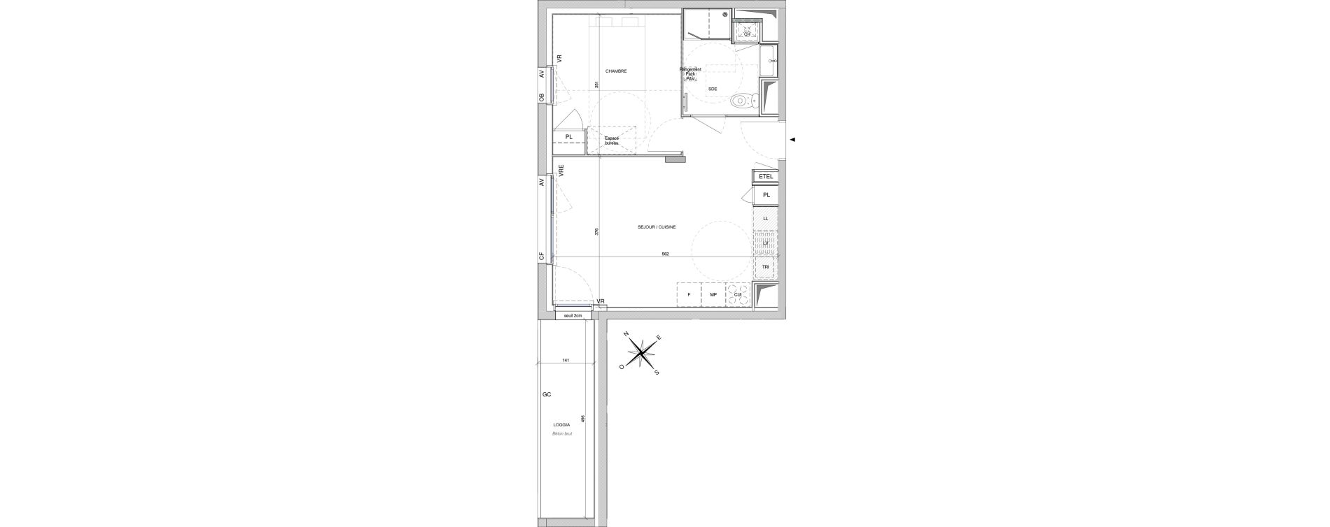 Appartement T2 de 39,00 m2 &agrave; Rez&eacute; Ragon