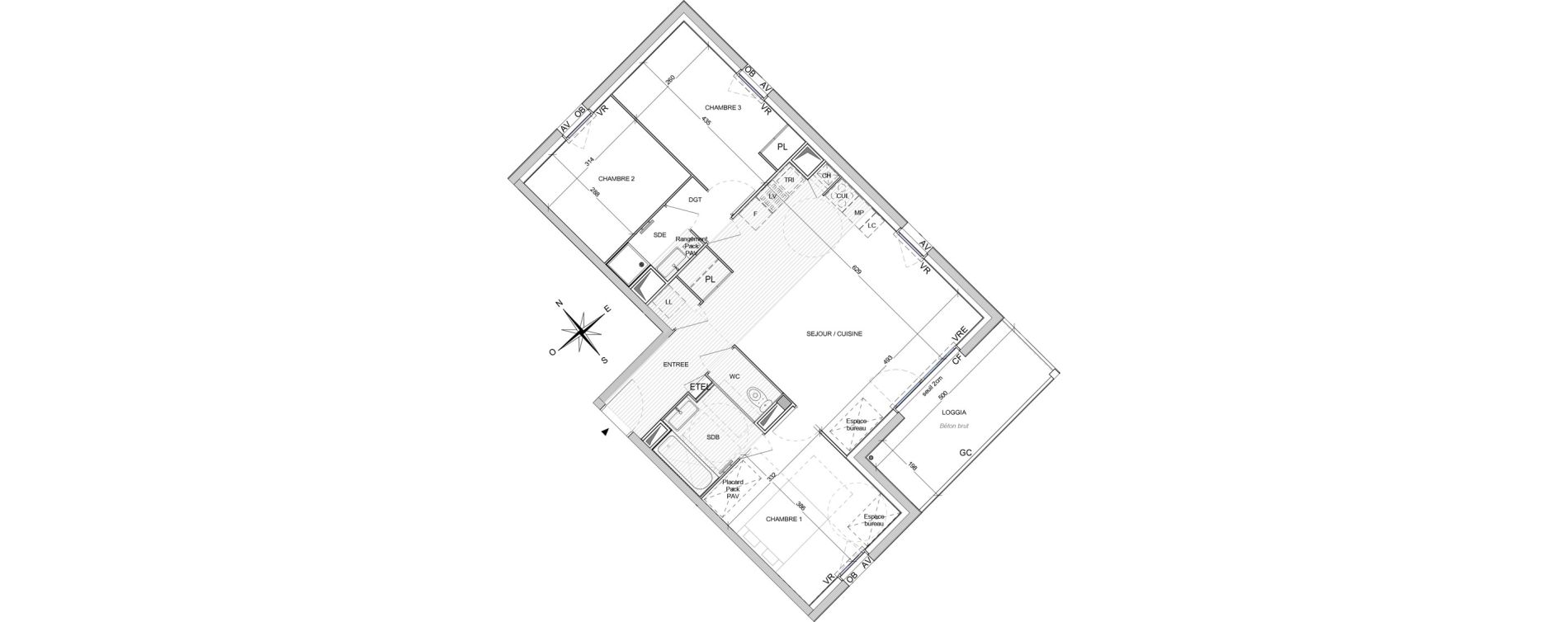 Appartement T4 de 78,70 m2 &agrave; Rez&eacute; Ragon