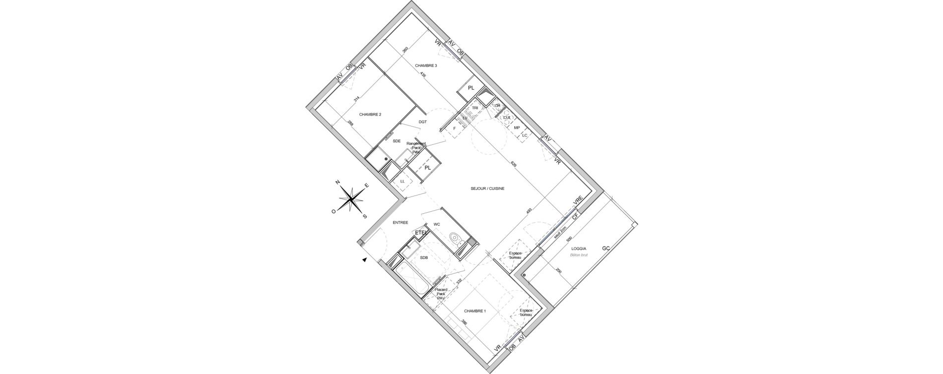Appartement T4 de 78,70 m2 &agrave; Rez&eacute; Ragon