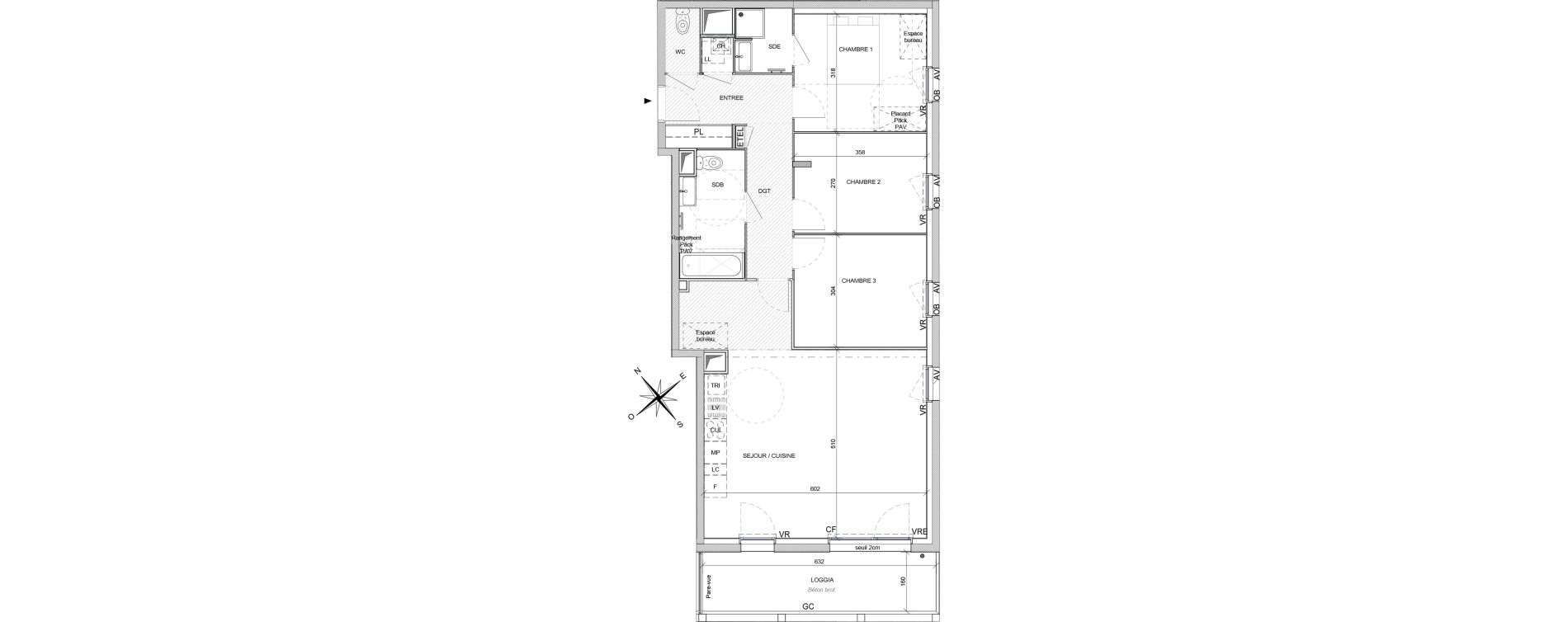 Appartement T4 de 89,50 m2 &agrave; Rez&eacute; Ragon