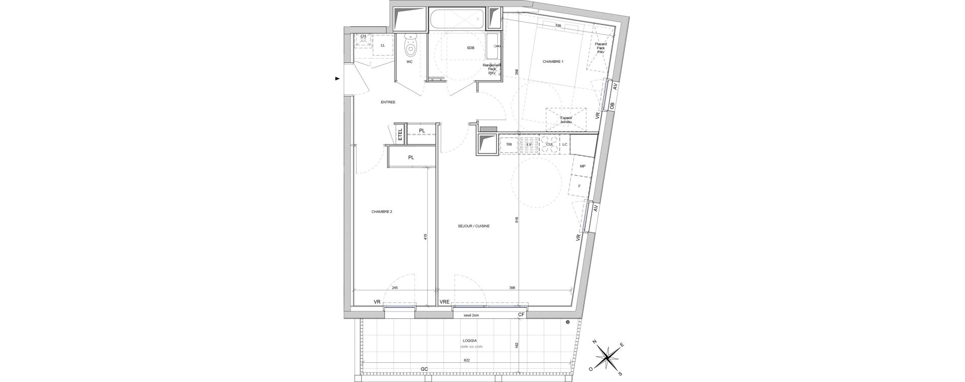 Appartement T3 de 59,20 m2 &agrave; Rez&eacute; Ragon
