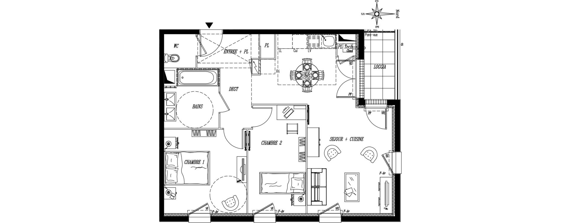 Appartement T3 de 63,13 m2 &agrave; Rez&eacute; Ragon