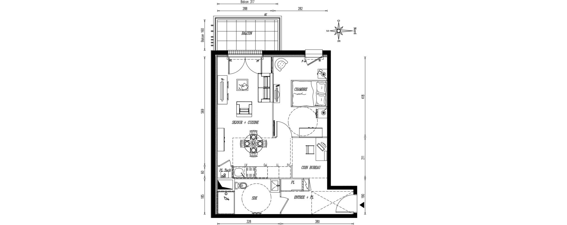 Appartement T2 de 47,55 m2 &agrave; Rez&eacute; Ragon