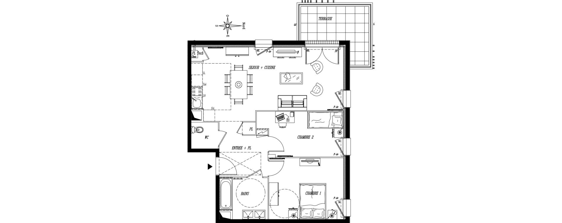 Appartement T3 de 65,46 m2 &agrave; Rez&eacute; Ragon