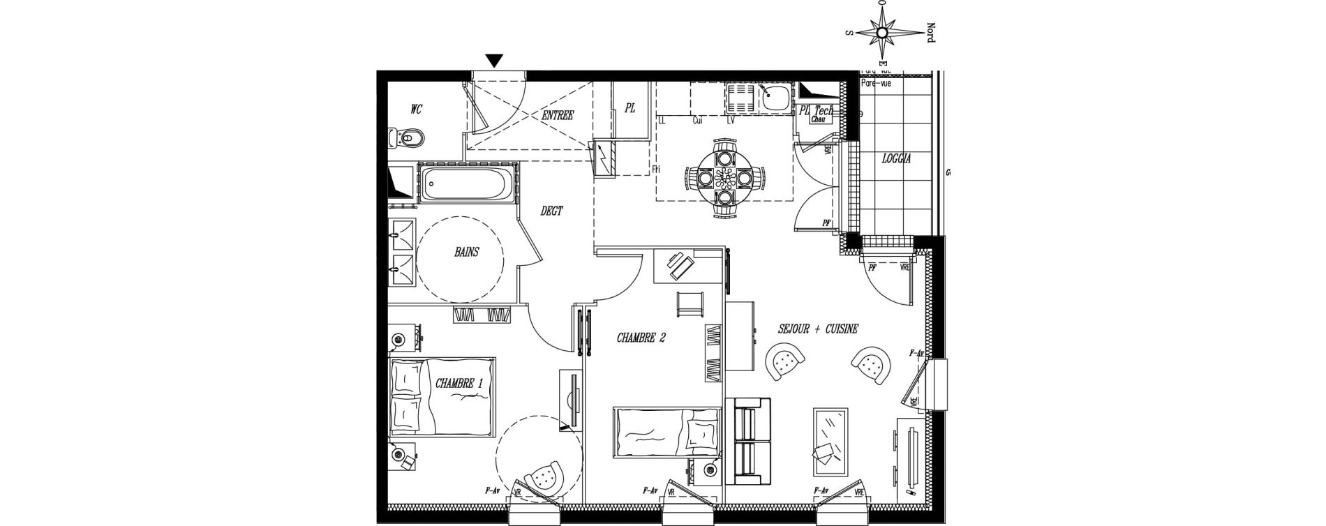 Appartement T3 de 63,13 m2 &agrave; Rez&eacute; Ragon