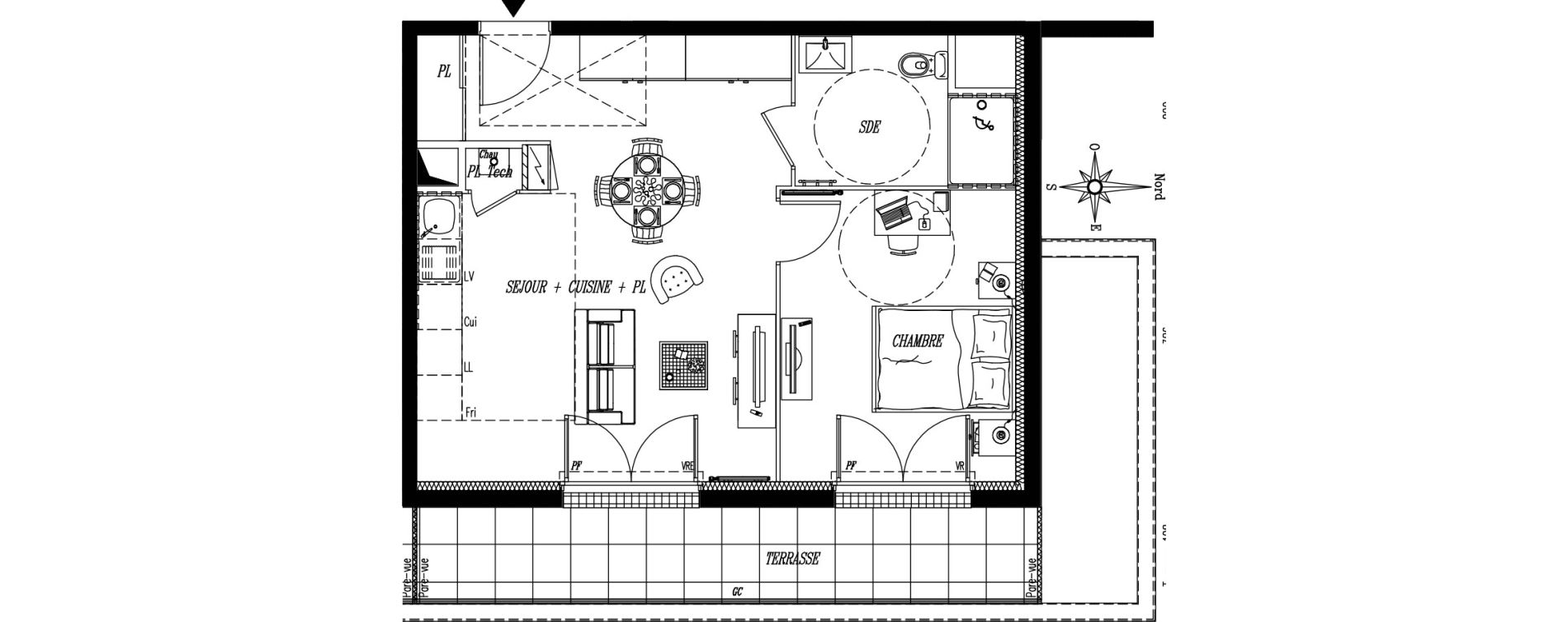 Appartement T2 de 44,86 m2 &agrave; Rez&eacute; Ragon