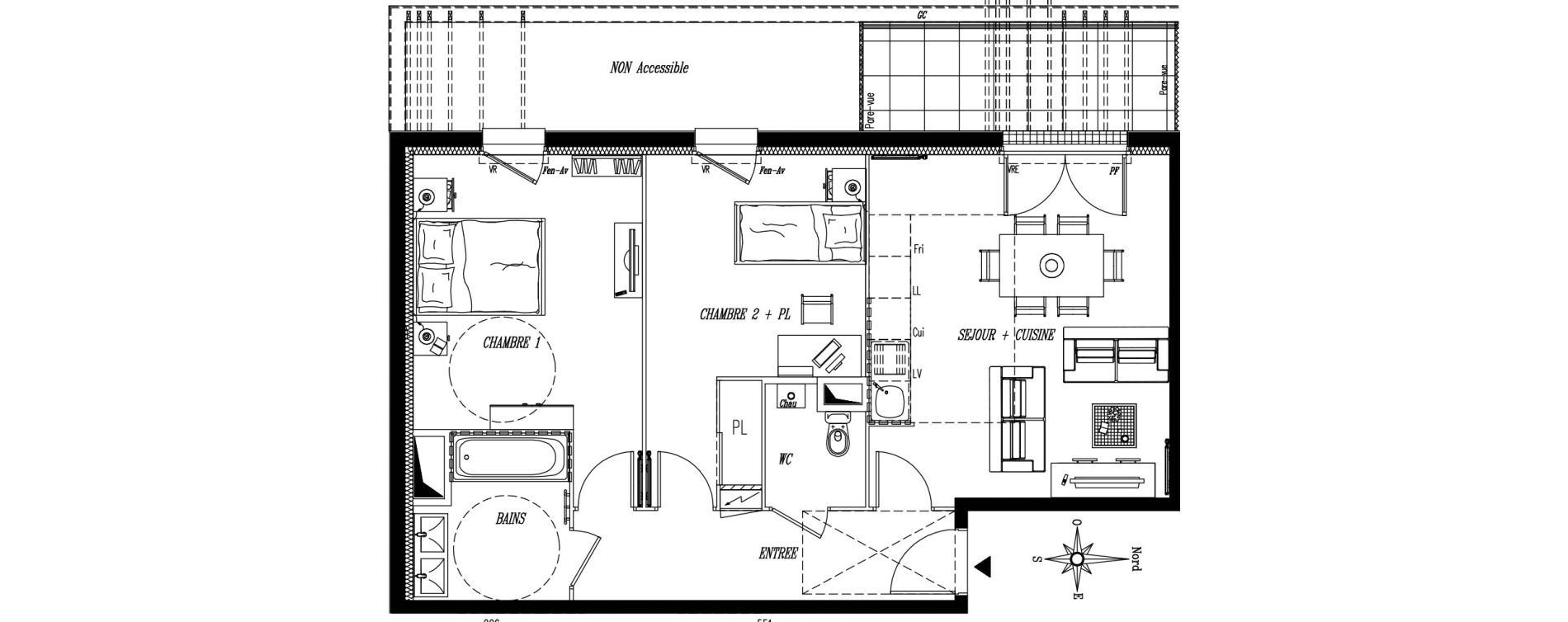 Appartement T3 de 63,34 m2 &agrave; Rez&eacute; Ragon