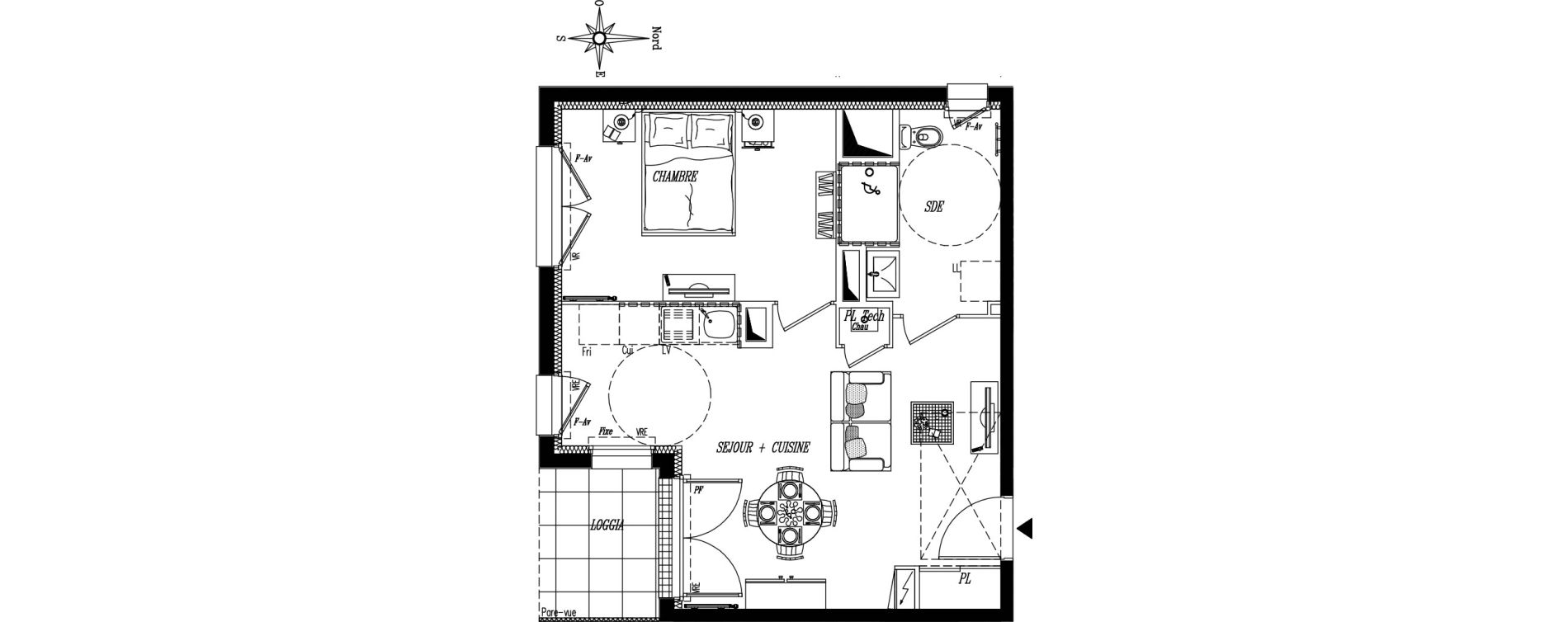 Appartement T2 de 42,62 m2 &agrave; Rez&eacute; Ragon