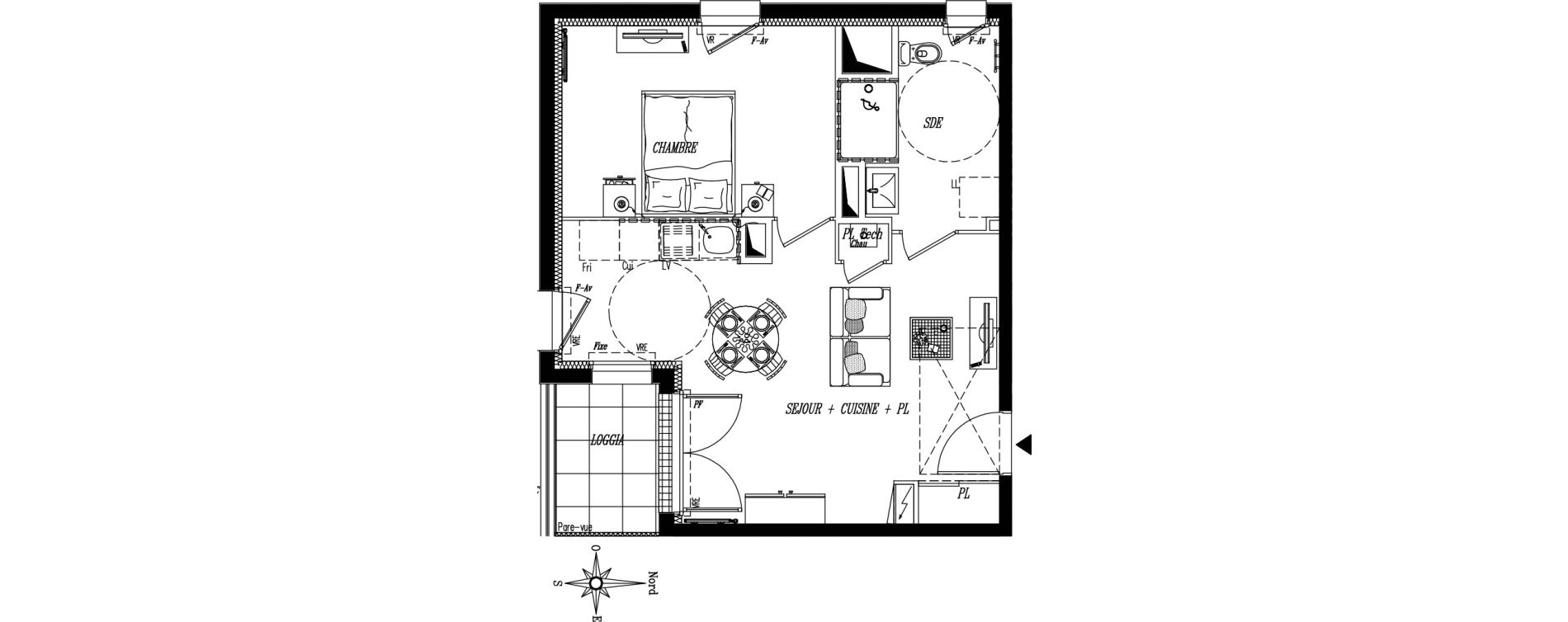 Appartement T2 de 42,62 m2 &agrave; Rez&eacute; Ragon