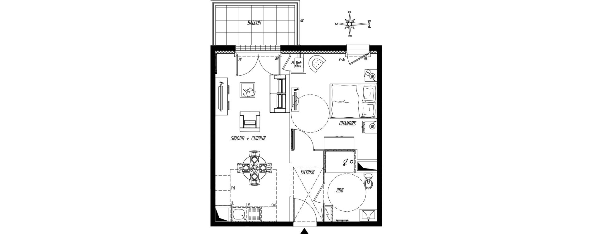 Appartement T2 de 42,07 m2 &agrave; Rez&eacute; Ragon