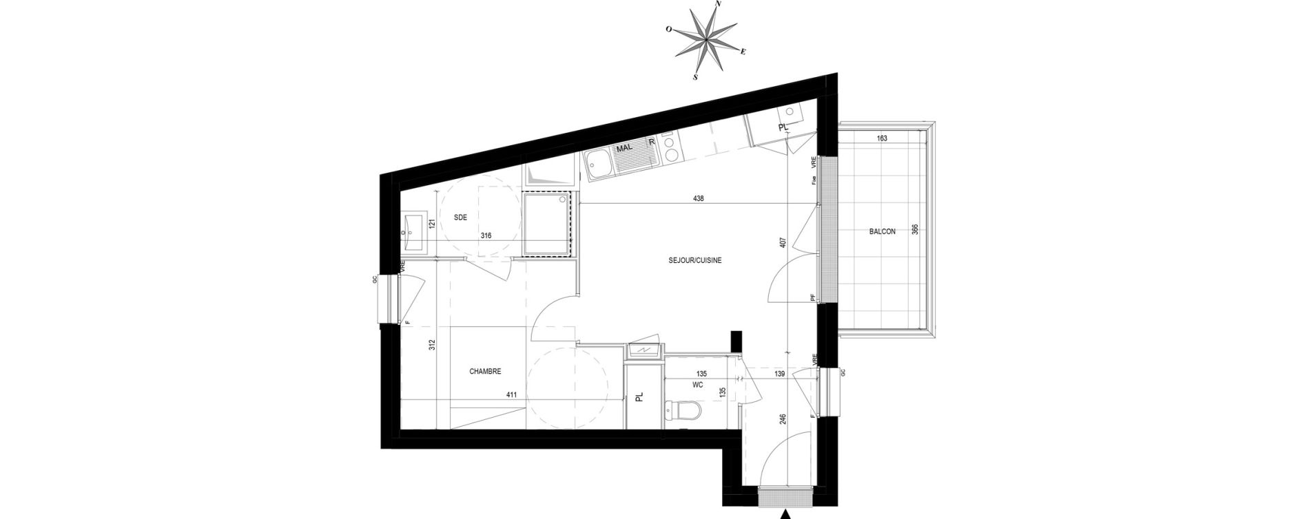 Appartement T2 de 39,90 m2 &agrave; Saint-Brevin-Les-Pins L oc&eacute;an