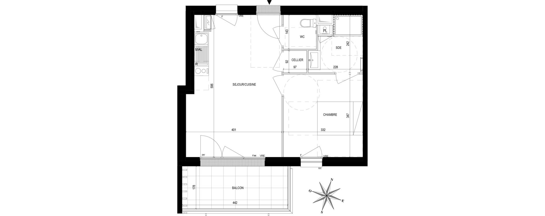 Appartement T2 de 41,20 m2 &agrave; Saint-Brevin-Les-Pins L oc&eacute;an