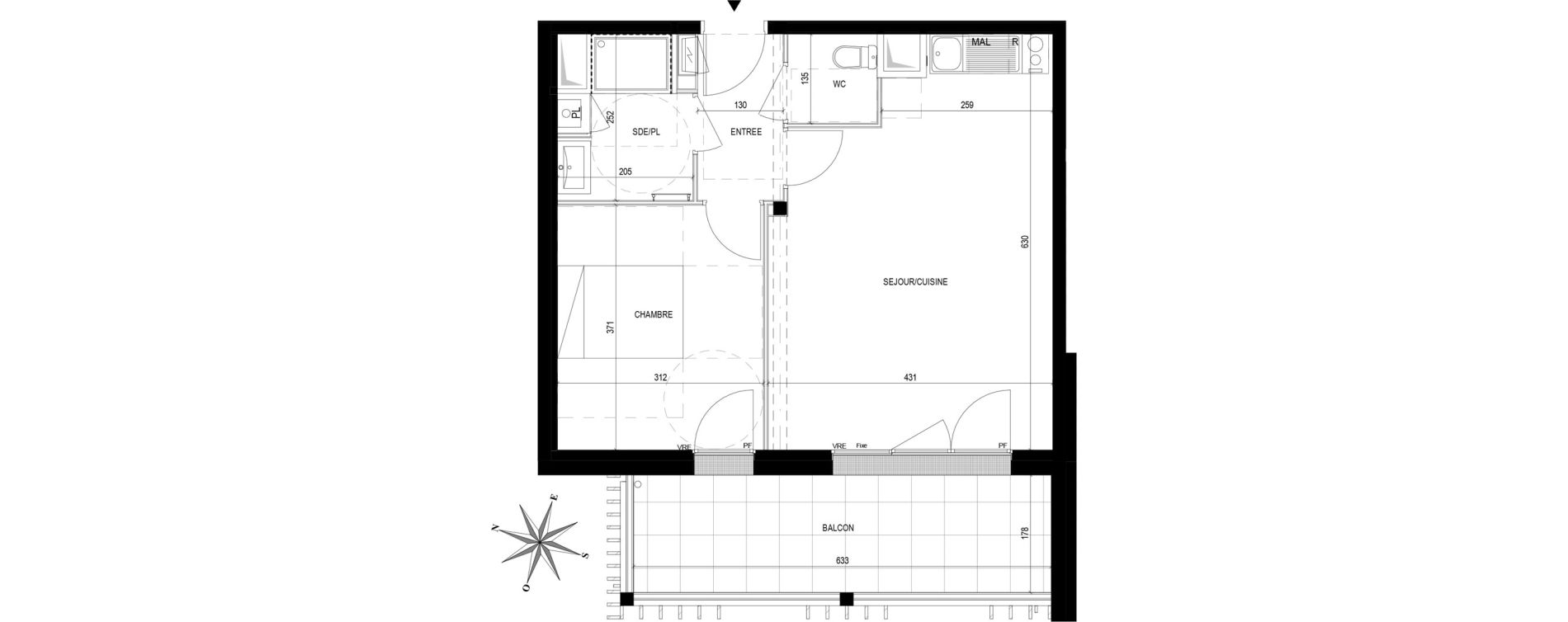 Appartement T2 de 44,95 m2 &agrave; Saint-Brevin-Les-Pins L oc&eacute;an