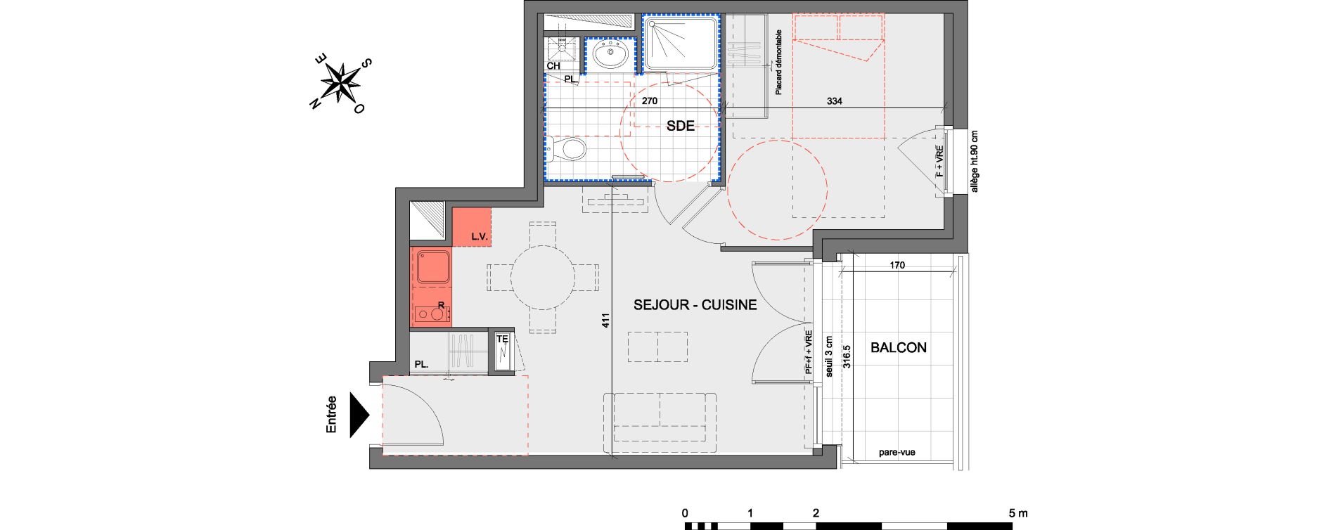 Appartement T2 de 40,65 m2 &agrave; Saint-Herblain Centre