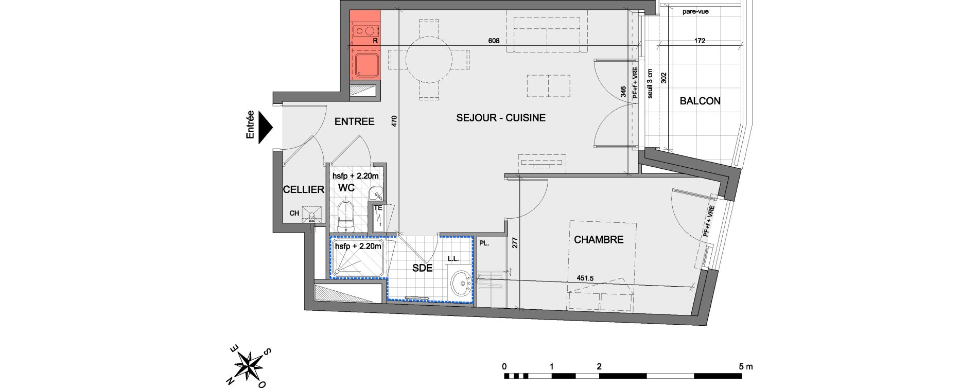 Appartement T2 de 44,35 m2 &agrave; Saint-Herblain Centre