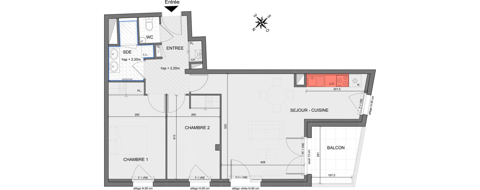 Appartement T3 de 65,05 m2 &agrave; Saint-Herblain Centre