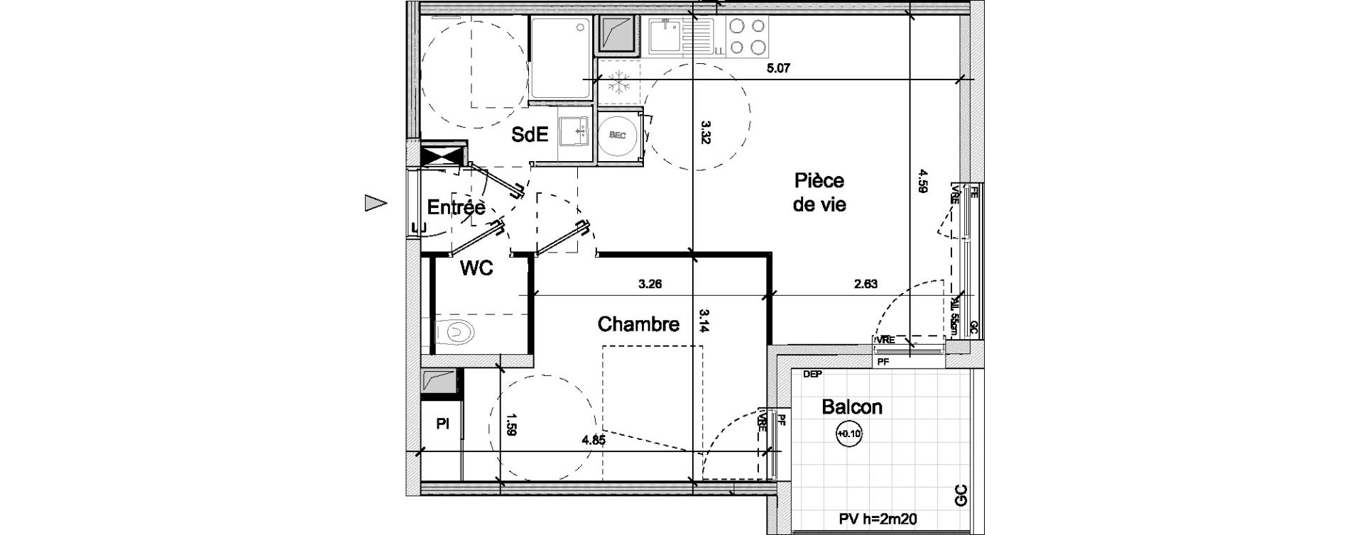 Appartement T2 de 42,30 m2 &agrave; Saint-Herblain Nord - beaus&eacute;jour