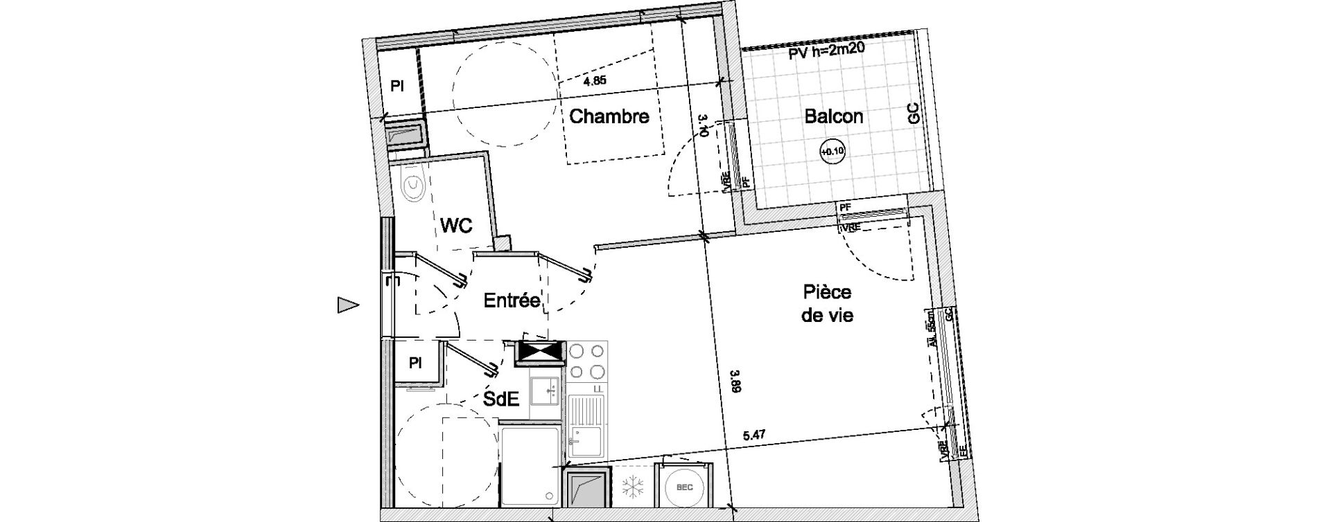 Appartement T2 de 43,30 m2 &agrave; Saint-Herblain Nord - beaus&eacute;jour