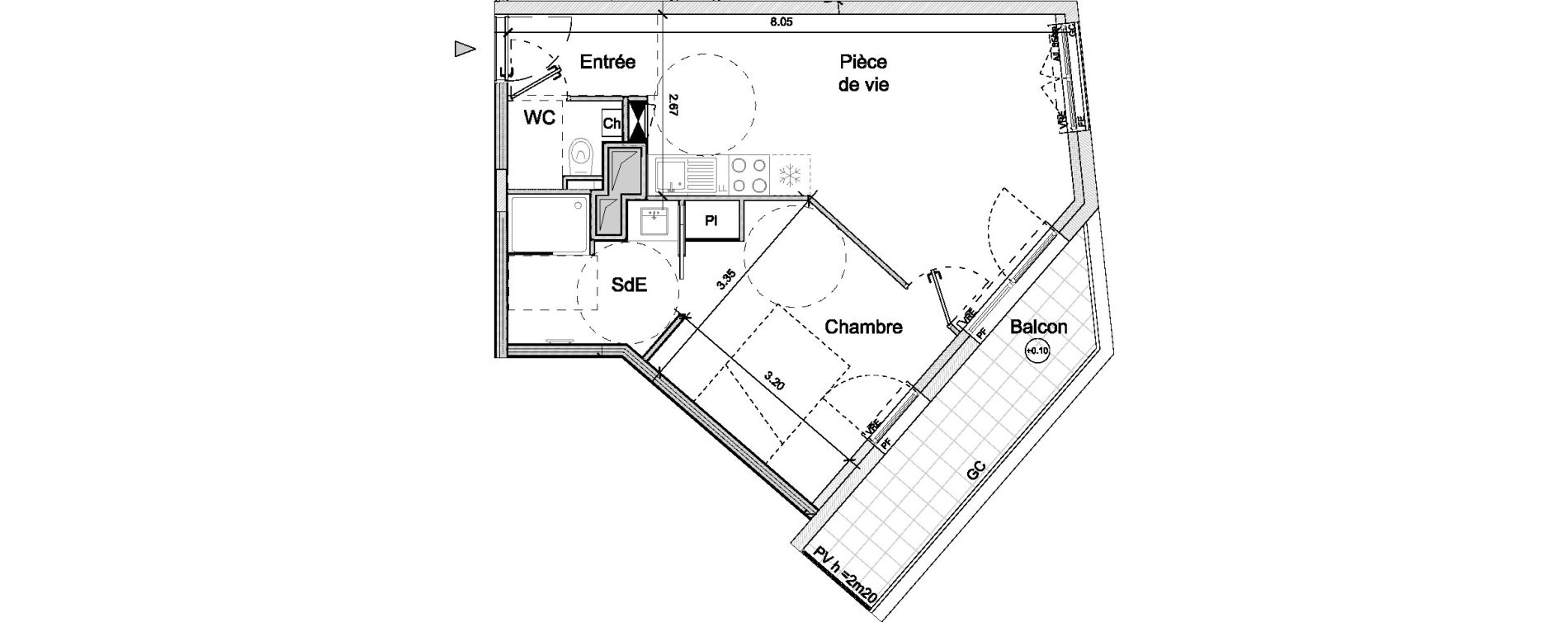 Appartement T2 de 43,30 m2 &agrave; Saint-Herblain Nord - beaus&eacute;jour