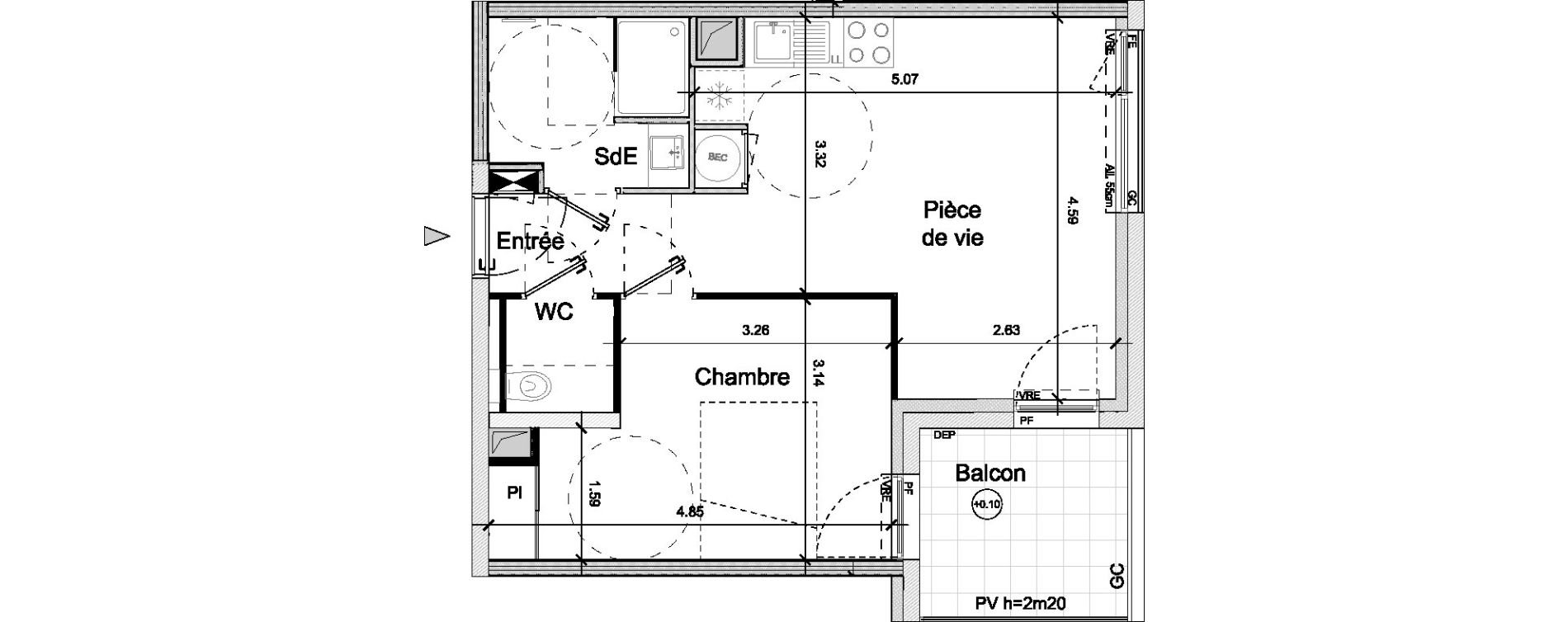 Appartement T2 de 42,30 m2 &agrave; Saint-Herblain Nord - beaus&eacute;jour