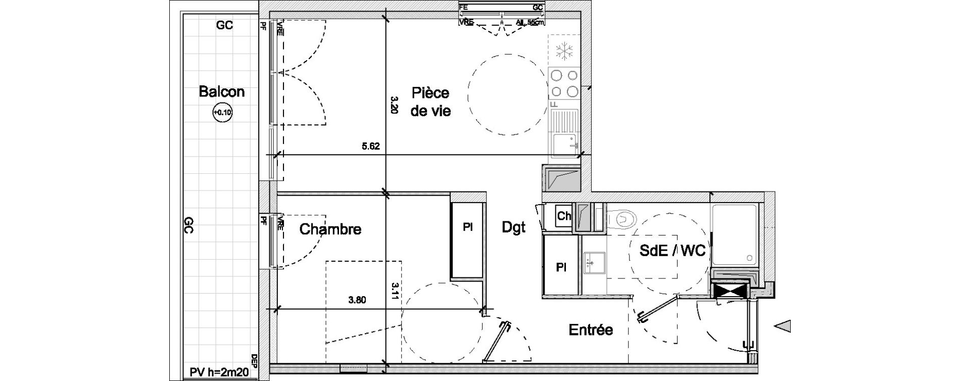 Appartement T2 de 43,30 m2 &agrave; Saint-Herblain Nord - beaus&eacute;jour