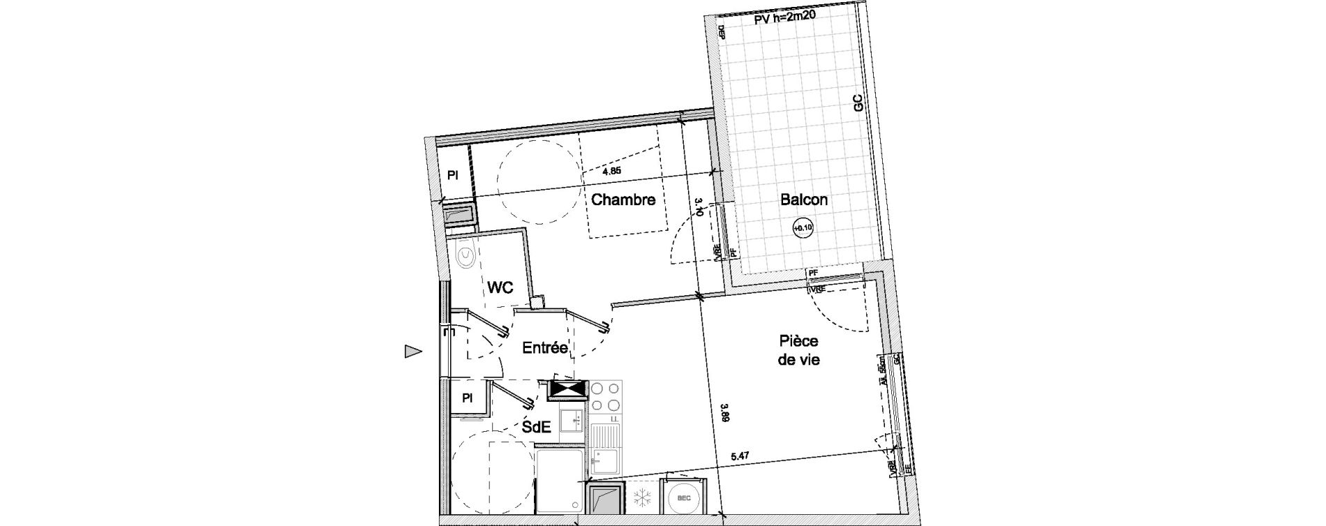 Appartement T2 de 43,30 m2 &agrave; Saint-Herblain Nord - beaus&eacute;jour