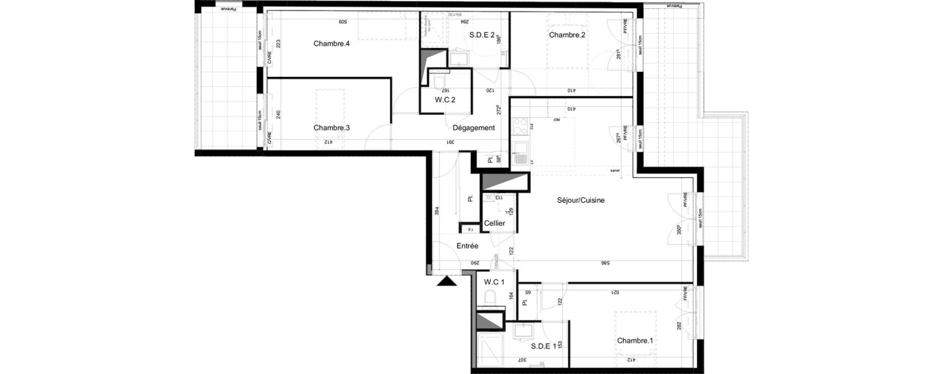 Appartement T5 de 108,18 m2 &agrave; Saint-Herblain La bouvardiere